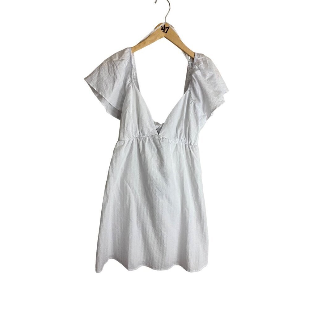 NWT Lulus Women's White Sentimental Sweetie V Neck Tie Back Mini Dress - Large